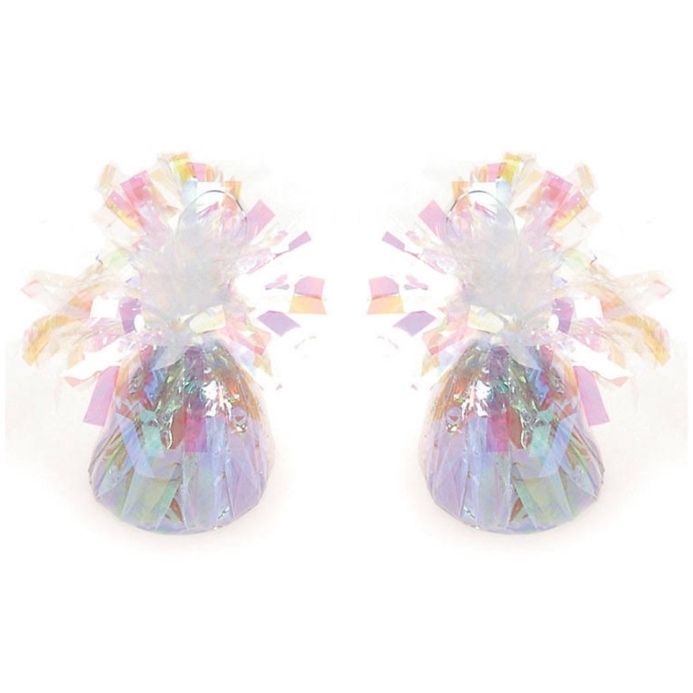 Set of 2 Iridescent Foil Helium Balloon Weights Base